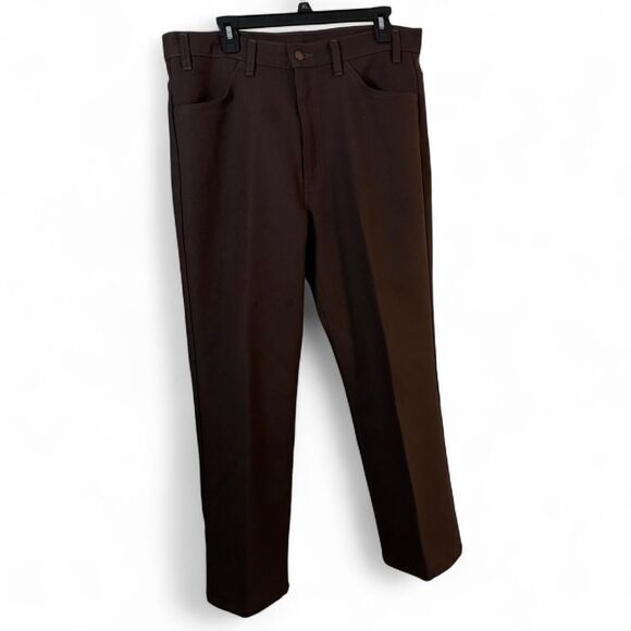 VTG Levi’s 60s 70s Brown Twill Flat Front Trousers Slacks 37x26.5 Workwear - Picture 1 of 5